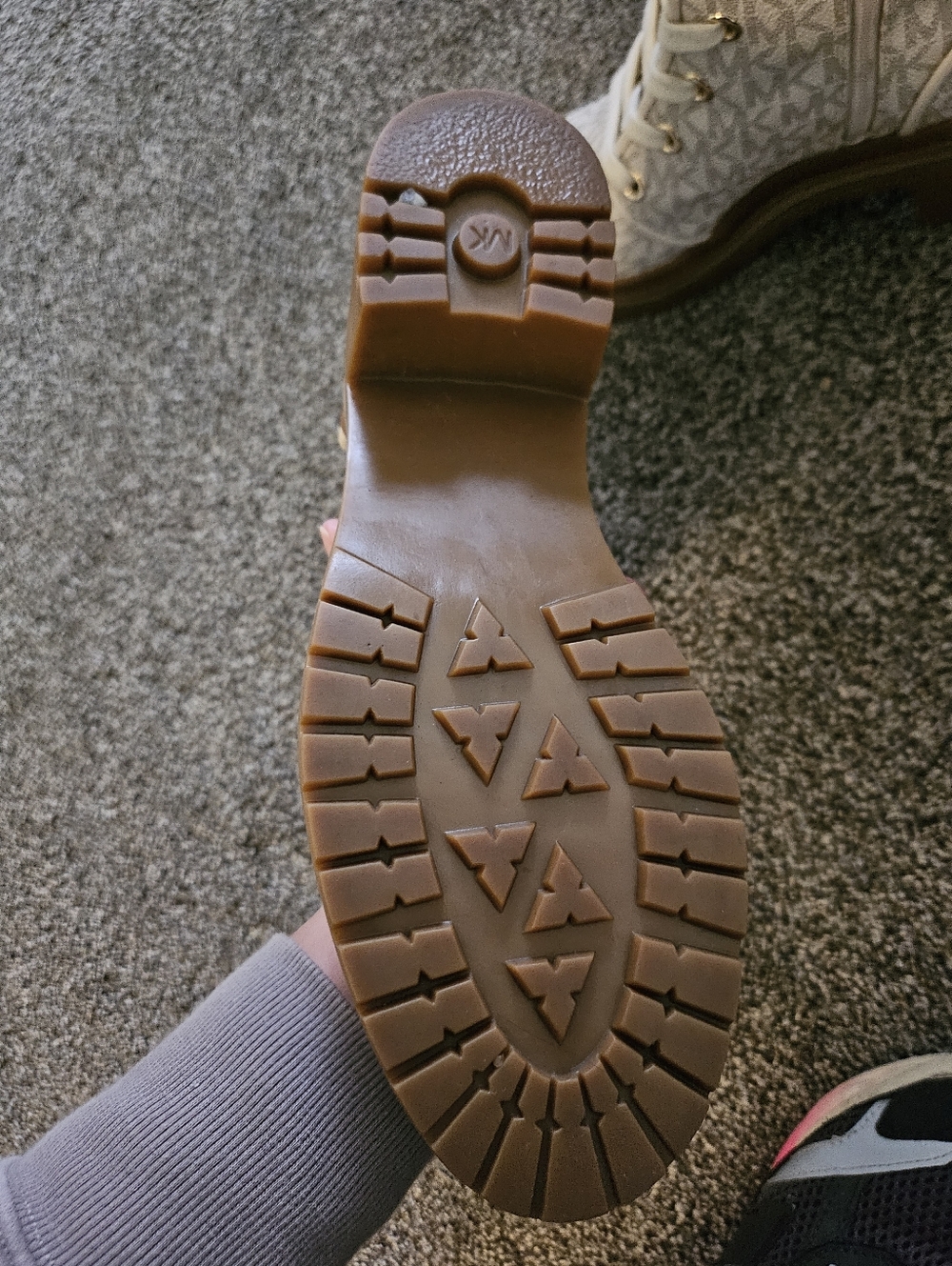 Michael Kors Cream/White Logo Lace-Up Combat Boots - Picture 6 of 6